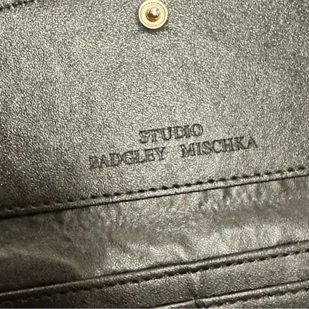 Badgley Mischka Studio Black Vegan Leather Diamond Quilting Cover Wallet NWOT